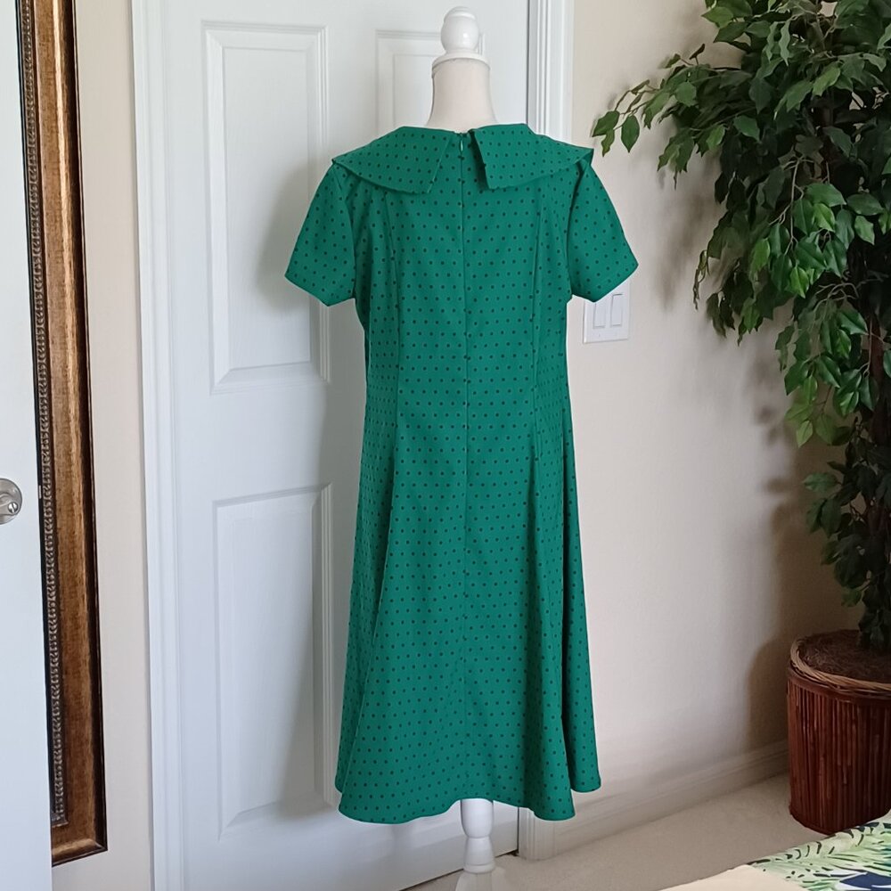 EUC Tatyana "Esmeralda" Green Polka Dot Bow Pinup Dress Size XXL - Picture 8 of 12